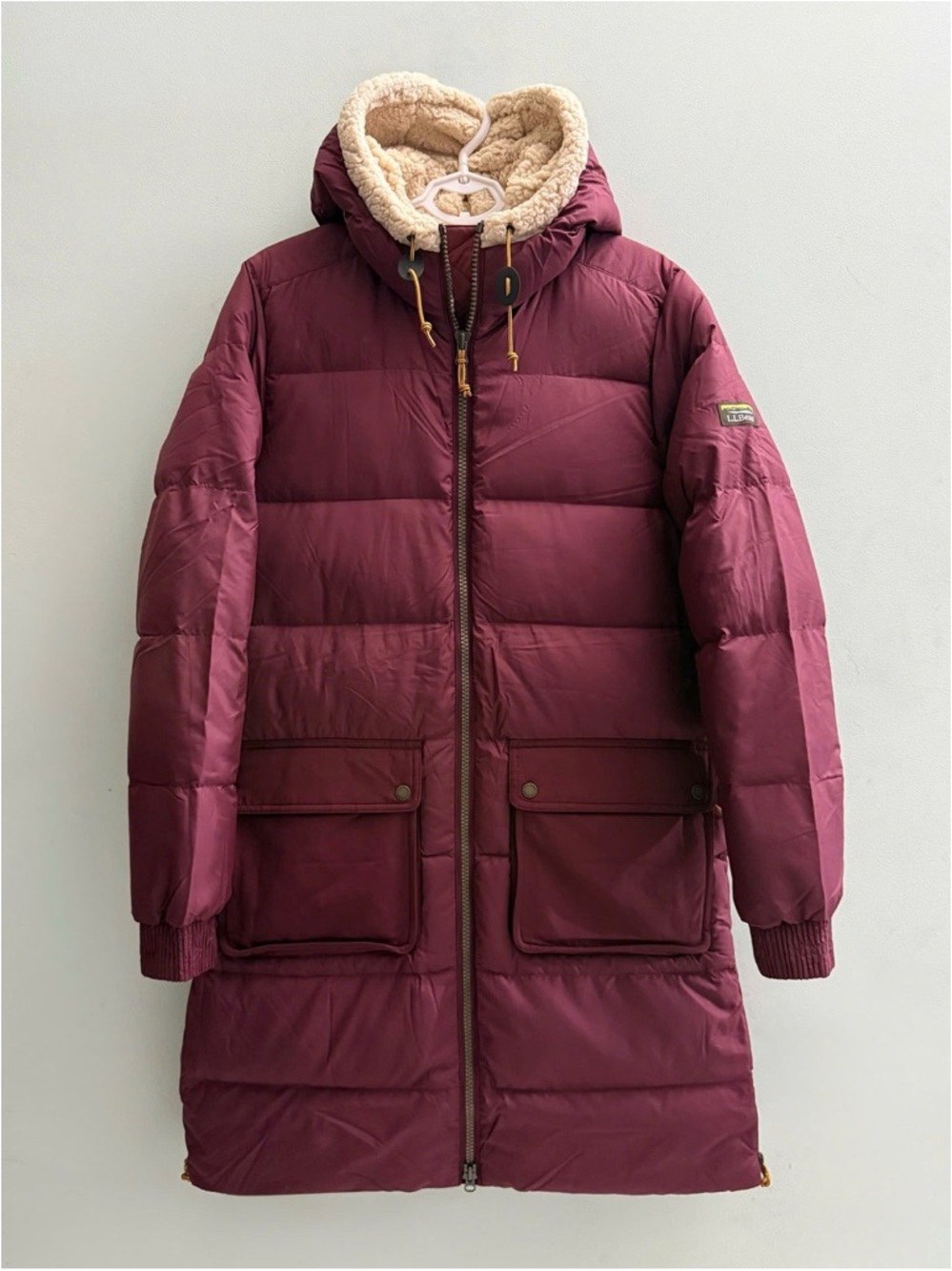 Women's L.L.Bean Mountain Classic Sherpa-Lined Down Coat-Burgundy Red